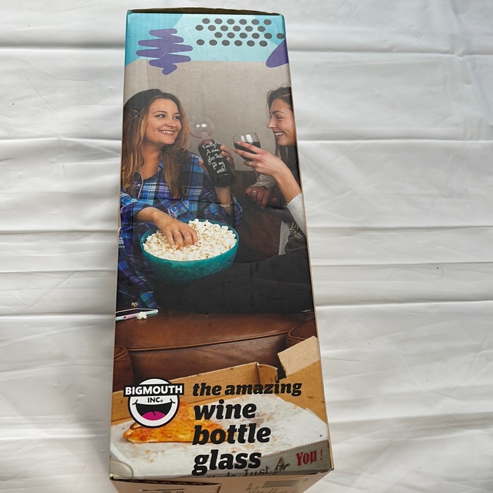 Big Mouth, inc wine bottle glass NIB